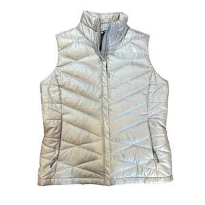 THE NORTH FACE Silver Gray 550 Fill Goose Down Puffer Puffy Vest Women's Medium